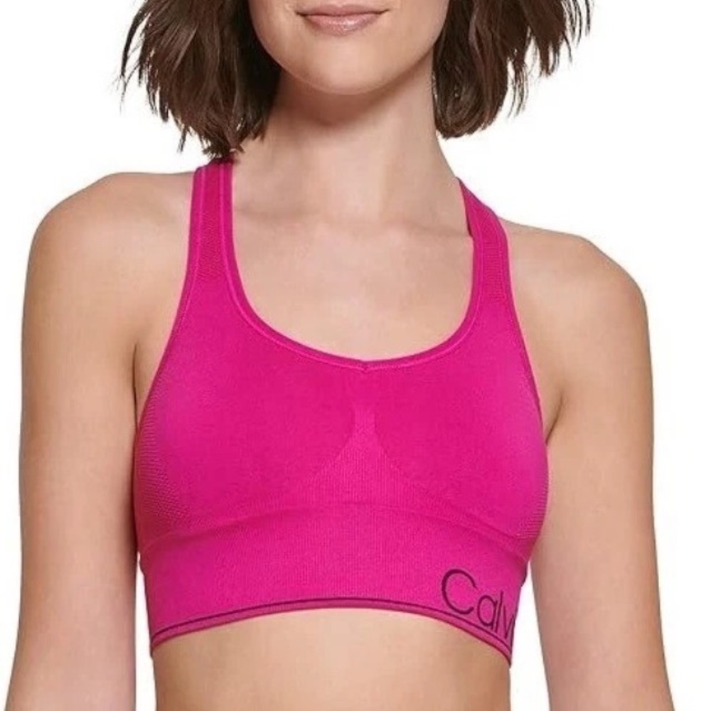 Calvin Klein Performance Pink Seamless Racerback Sports Bra NWT XL